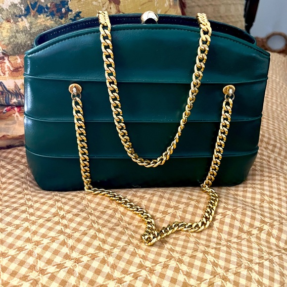 Vintage Garay art deco style emerald green purse with gold chain - Picture 1 of 7
